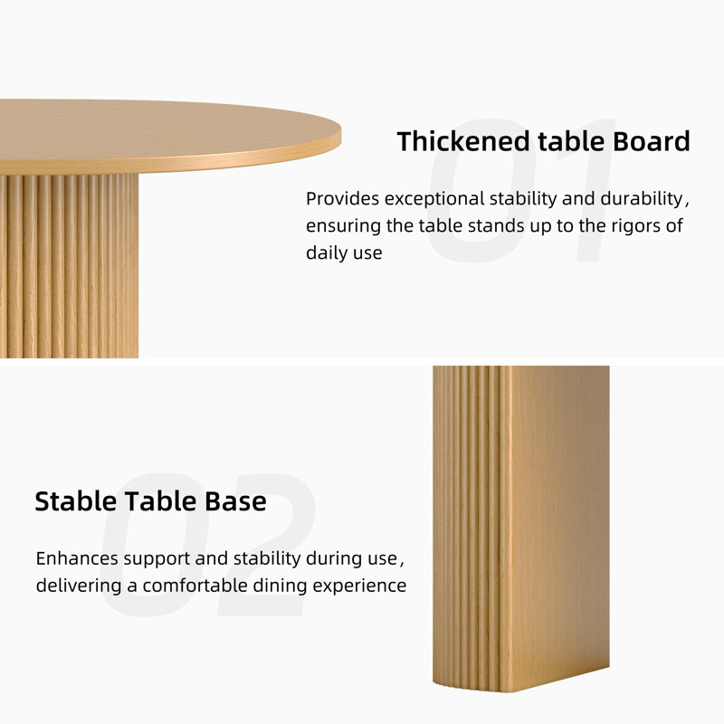 Table de salle à manger Fohoren, L 79 po x l 33,5 po x H 30 po, Bois naturel