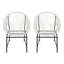 Ensemble de 2 chaises d'extérieur modernes ovales en osier à tissage ouvert, style Acapulco, blanc-1327162457