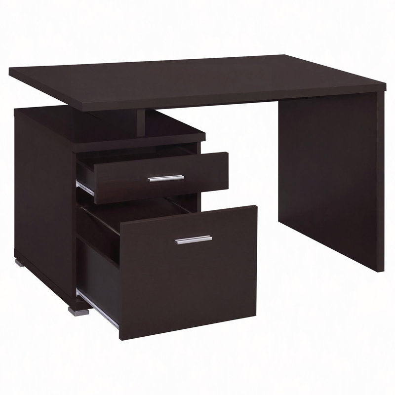 Bureau réversible à 2 tiroirs, Brun