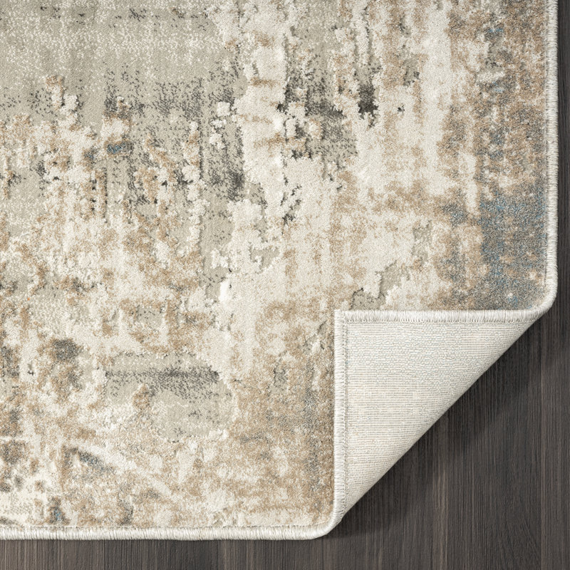 Tapis bleu / fumé Serengeti Brushstroke, Rectangle 5 pi 3 po x 7 pi 6 po