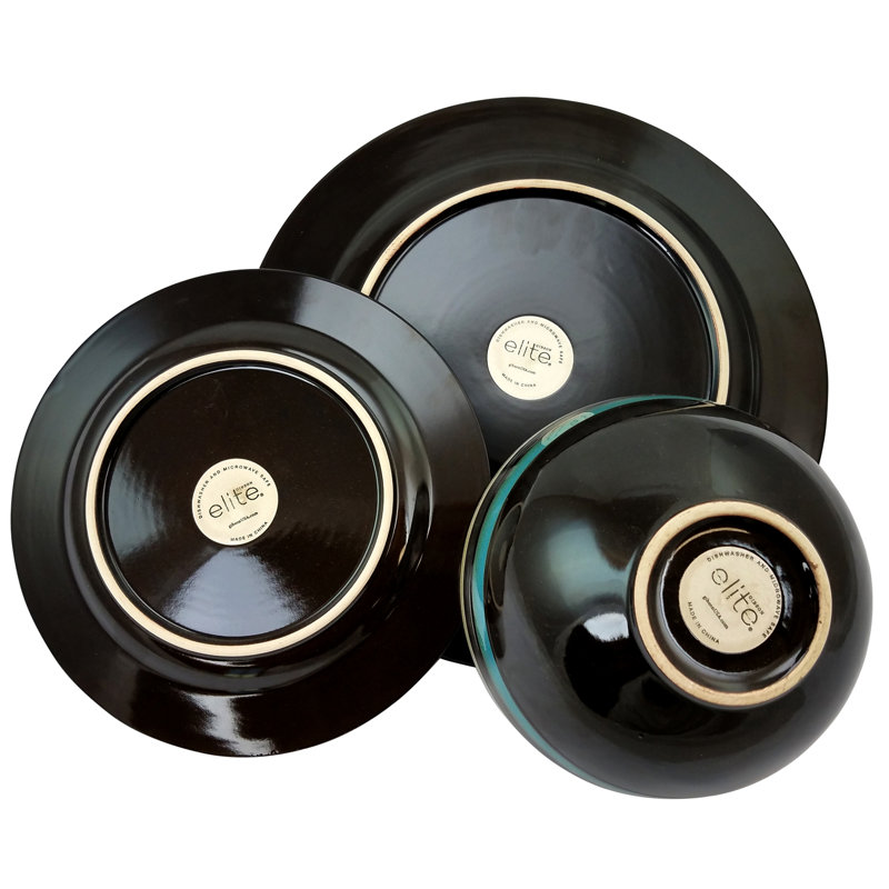 Gibson Elite Everston 12 Piece Stoneware Dinnerware Set In Teal