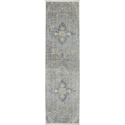 Tapis oriental en polyester tissé à la machine en gris