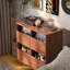 Record Player Cabinet with 4 Open Vinyl Storage Spaces, Brown