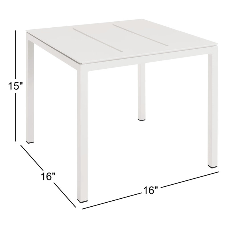 Skiff Outdoor Side Table, White, 20" W x 20" L x 18" H