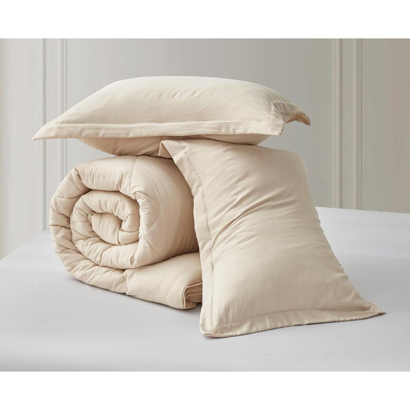 King Light Sand Reversible Microfiber Comforter Set