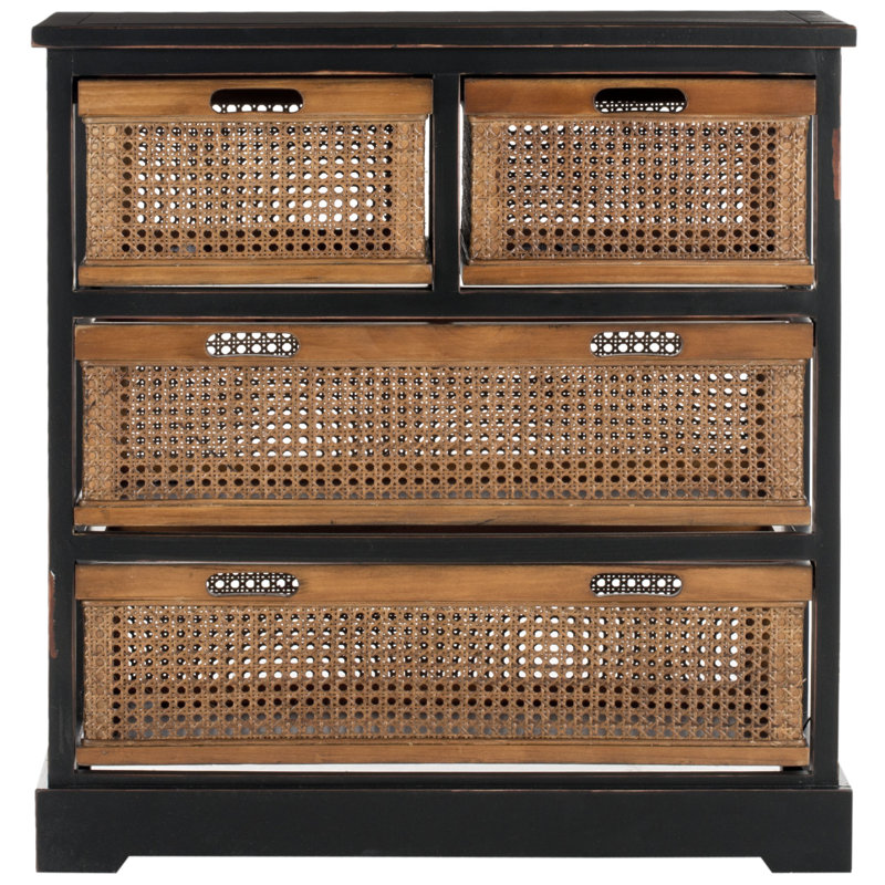 Mailiah Storage Drawer, Antique Black/Cane