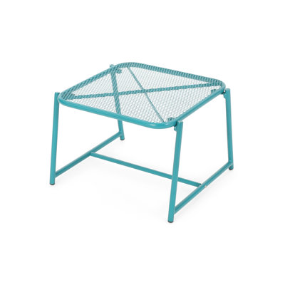 13.55"H Outdoor Side Table - Modern, Teal Color, Mesh Top, Weather For Use Teal,