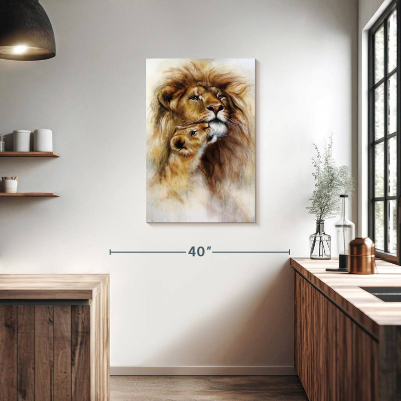 Brampt lion et lionne romantique, H 36 po x l 24 po