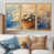 Toile avec cadre flottant or