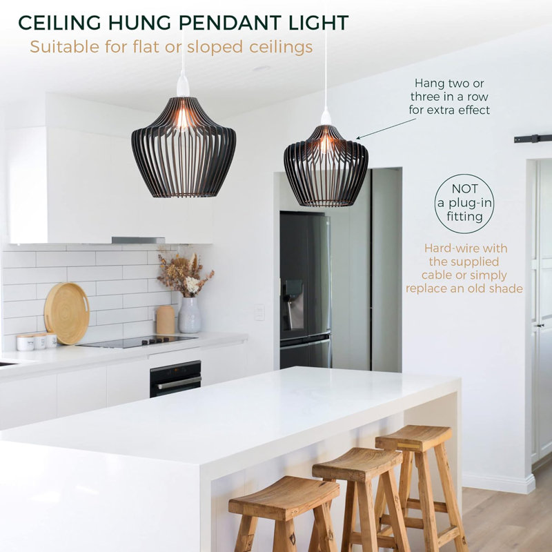 Luminaire suspendu unique à 1 lumière noir mat Chirillo