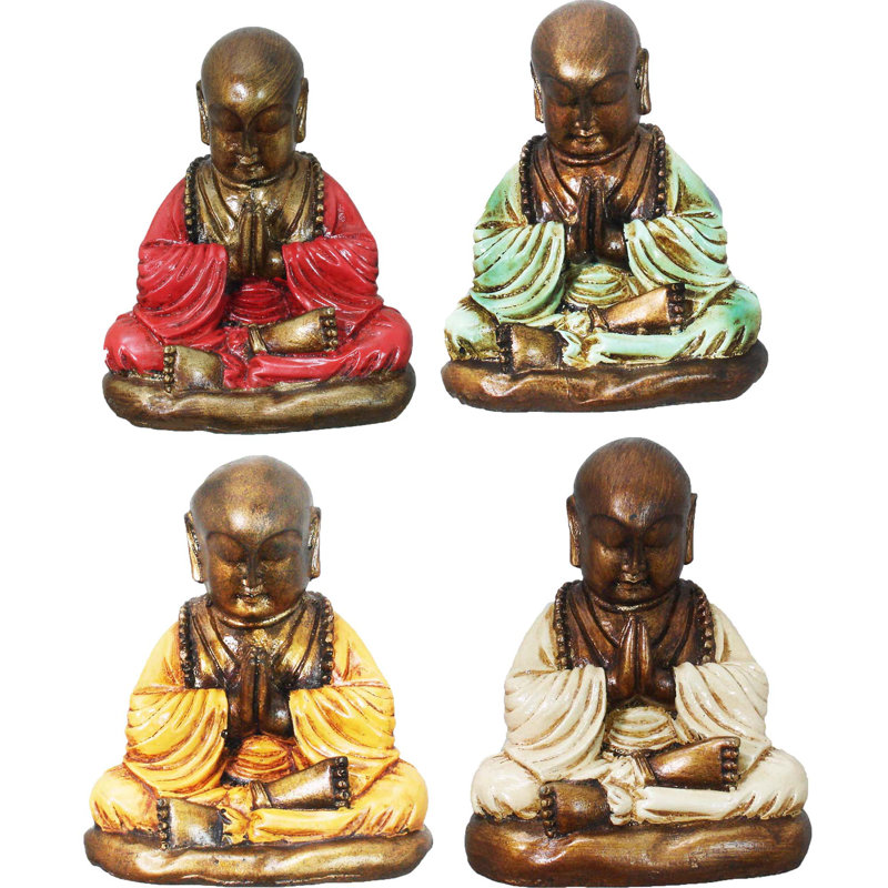 Figurine priant monk Lataif, Blanc, H 7 po x l 5 po x P 4 po