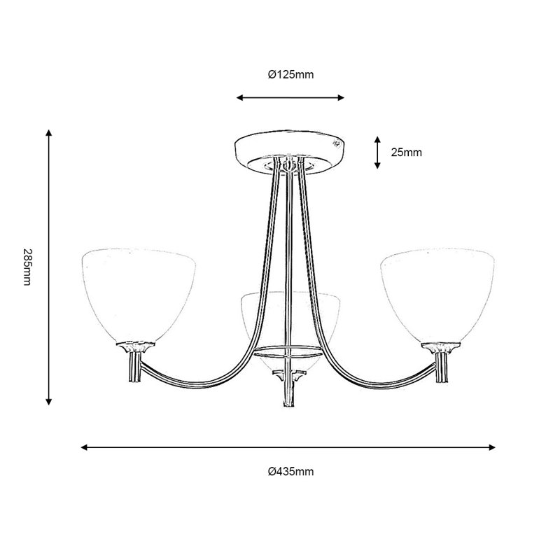 Hongshuo Frosted Glass Semi Flush Mount, Antique Chrome