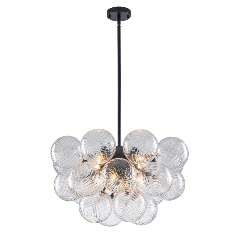 Lustre sphérique en verre 8 lumières, Noir
