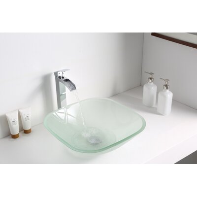 ANZZI Vista Series Round Tempered Deco-Glass Vessel Sink With Pop Up Drain In Lustrous Frosted Finish -  LS-AZ081