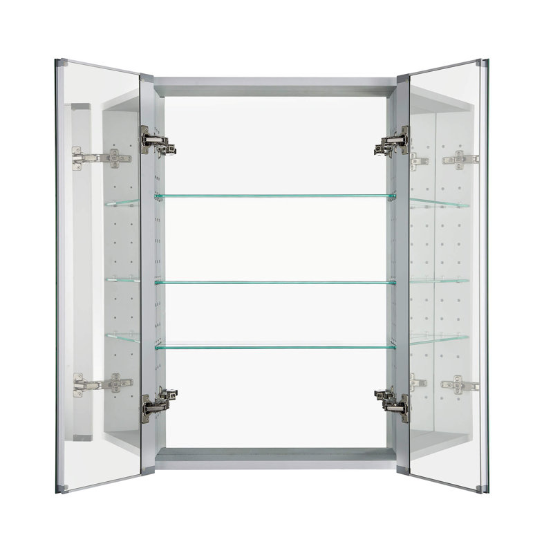 Armoire à pharmacie encastrée ou à fixation en surface FINE FIXTURES avec miroir double face et poignée à prise facile