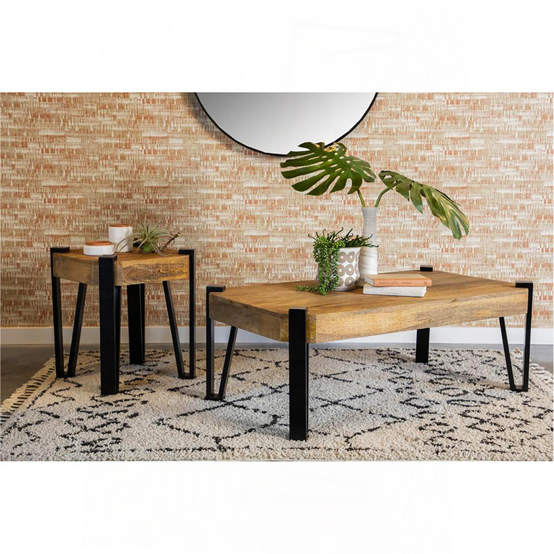 Table basse naturelle et noire matte