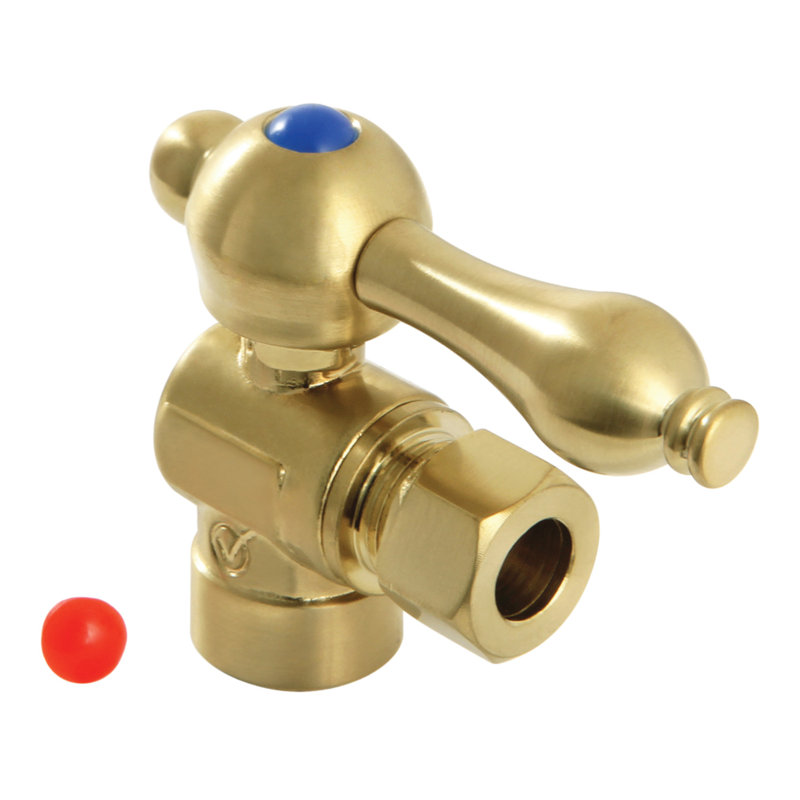 Kingston Brass Vintage 1/2-Inch Sweat x 3/8-Inch OD Comp Quarter-Turn Angle Stop Valve, Brushed Brass