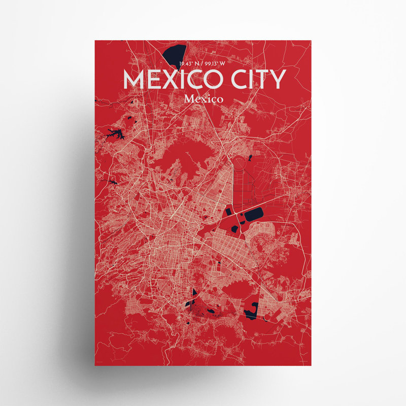 Mexico City Map In Nautical - No Frame Print, 36cm H x 24cm W x 0.05cm D