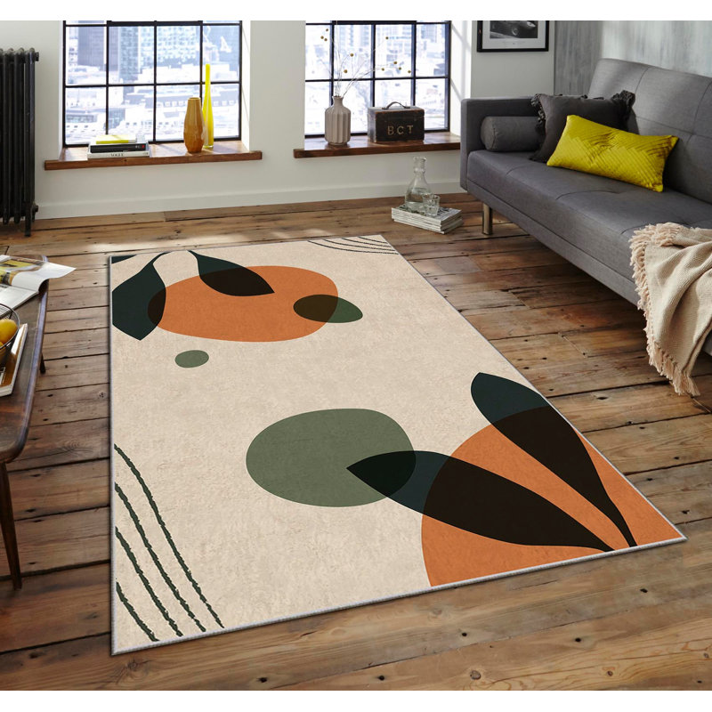 Luxurious Non-Slip Area Rug, 4.0 x 5.9 Feet, 100% Polyester, 740g/m² | Velvet Fabric with Digital Print | Easy-Clean Laminated Sponge Underside, Machine Washable | Perfect for Living Room, Bedroom & Home Decor