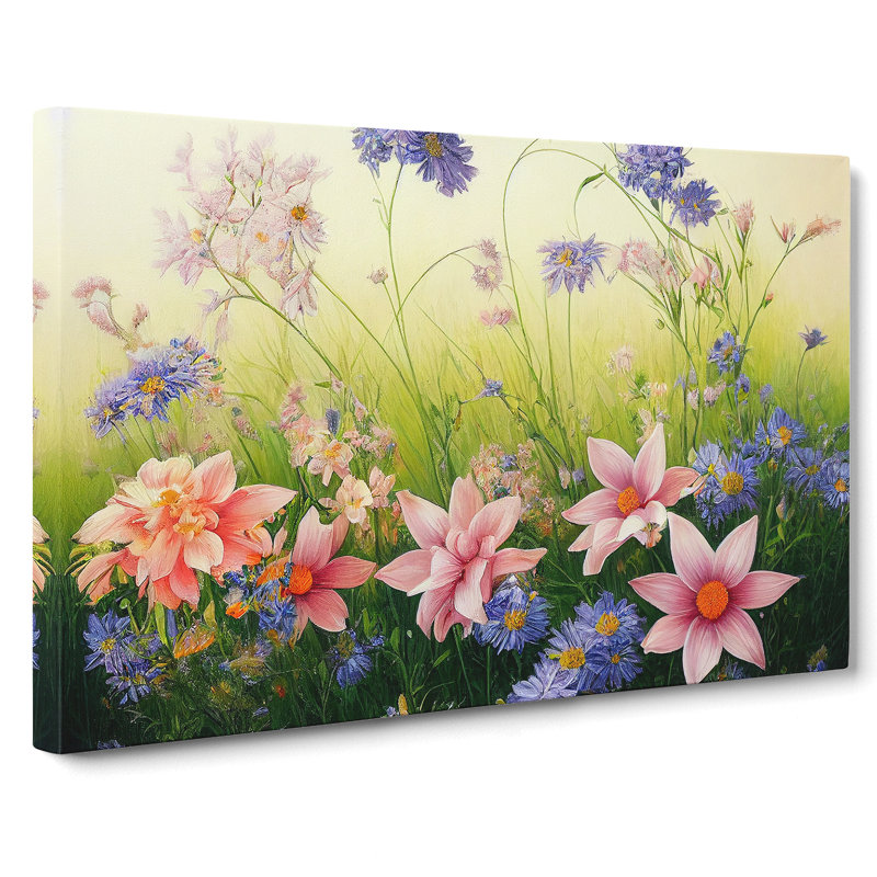 Joyful Wild Flowers - Wrapped Canvas Painting, 50cm H x 76cm W x 3cm D