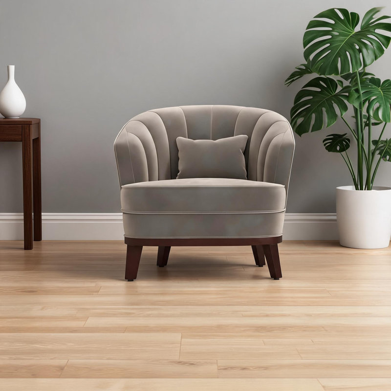Fauteuil d'appoint rembourré de luxe, siège simple capitonné en tissu gris doux