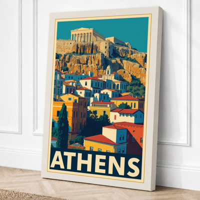 Postcard from Athens Vintage 1 Piece Wrapped Canvas Wall Art