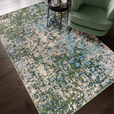 Antebi Abstract Green Area Rug