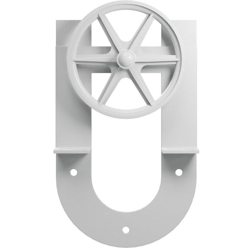 Ensemble de quincaillerie de porte de grange simple standard Premium Wagon Wheel Horseshoe Roller Hanger, Blanc fusée