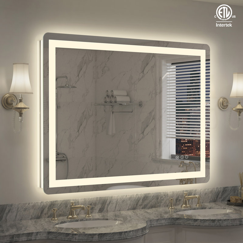 Dokes Filleted Corner LED Bathroom Vanity  Mirror Passed ETL Certification, 36'' x 48''
