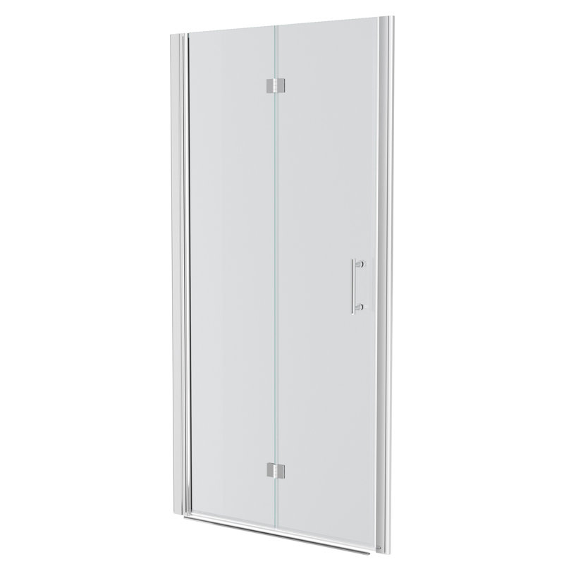 Porte de douche pliante sans cadre avec verre trempé l 30 po x H 72 po, 1/4 po (6 mm), chrome