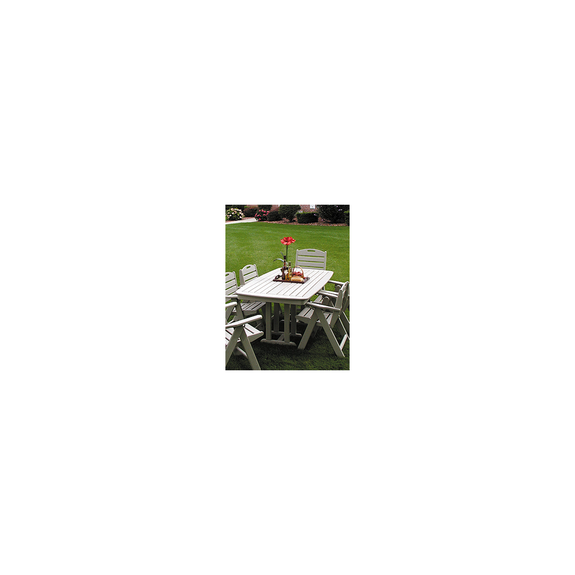POLYWOOD Nautical Dining Table, White, 29" H x 71.5" L x 36.75" W