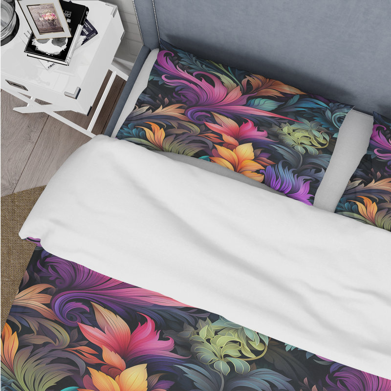 Ensemble de housse de couette Neon Foliage, Housse de couette pour très grand lit et 2 très