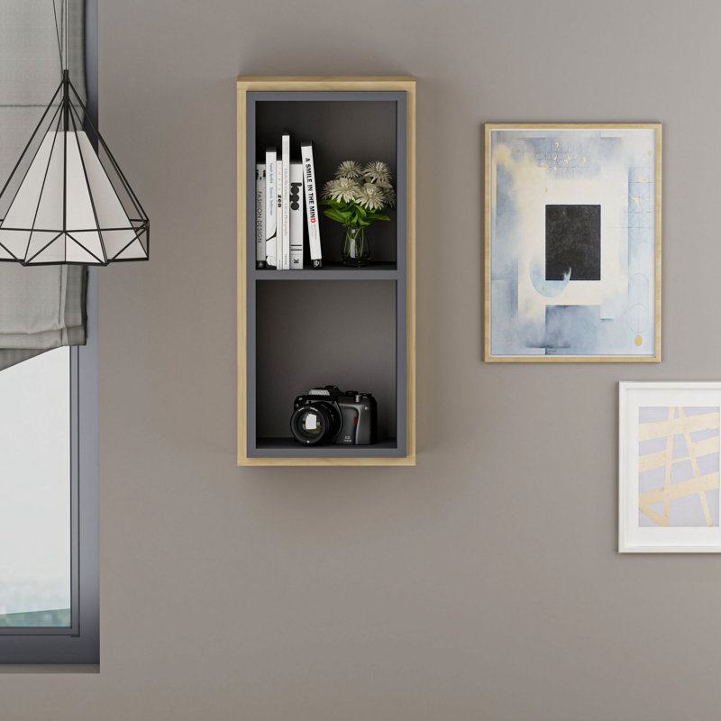 Tablette murale moderne en chêne saphir et anthracite, panneau de particules recouvert de mélamine à 100%, épaisseur: 0,7 pouce | Solution de rangement élégante, conception murale, parfaite pour la maison et le bureau
