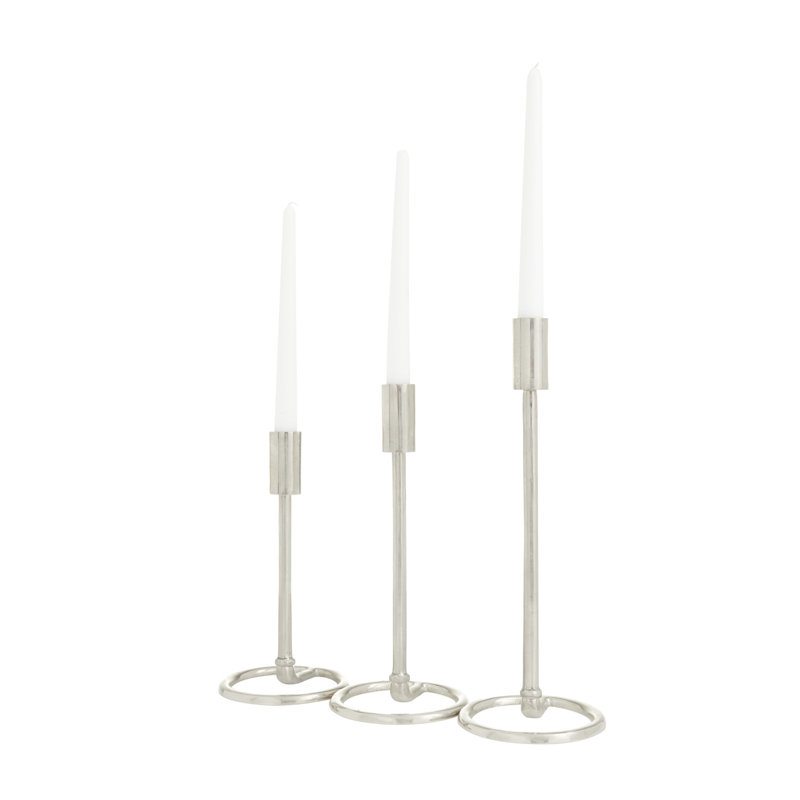 14.25'' H Aluminum Tabletop Candlestick, Silver