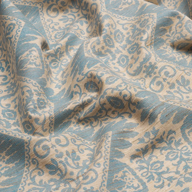 Berkeley Hand Printed Silk Fabric, Blue