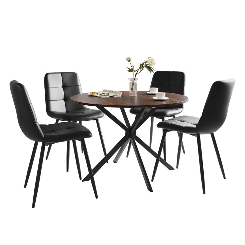 4 - Person Dining Set, Brown, Black