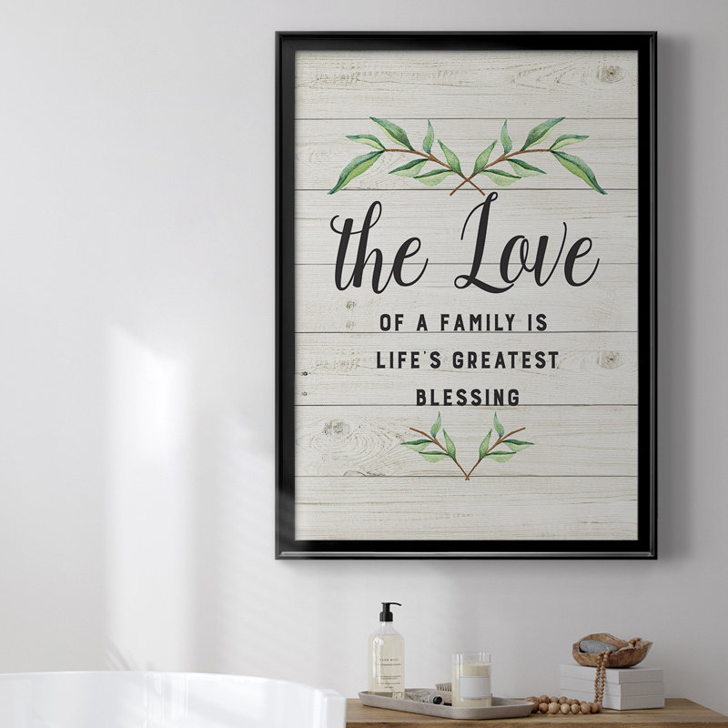 «Love Of A Family», toile encadrée de qualité supérieure - prête à être accrochée, H 42,5 po x l 30,5 po, Noir