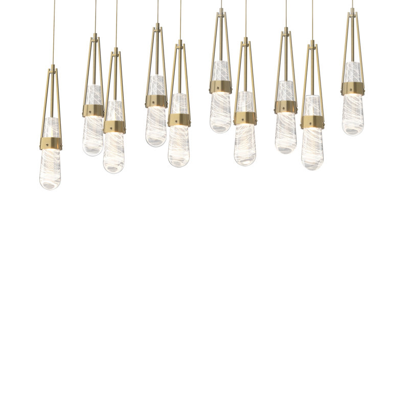 Link 10 - Light Pendant, Long: 19" to 130", Clear with White Threading Glass, Modern Brass