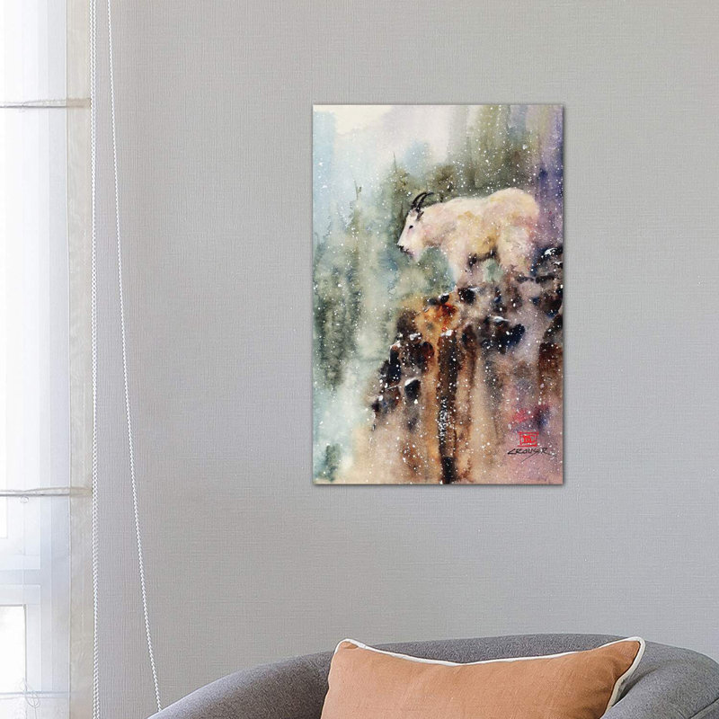 «Mountain Goat» - reproduction, H 8 po x l 12 po x P 0,75 po, Toile tendue