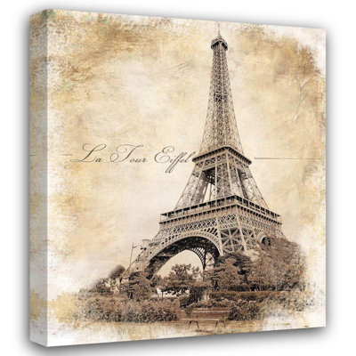 Red Barrel Studio® Cusson, Marie, Elaine Gallery Wrapped Canvas Art Titled: Vintage Eiffel Tower