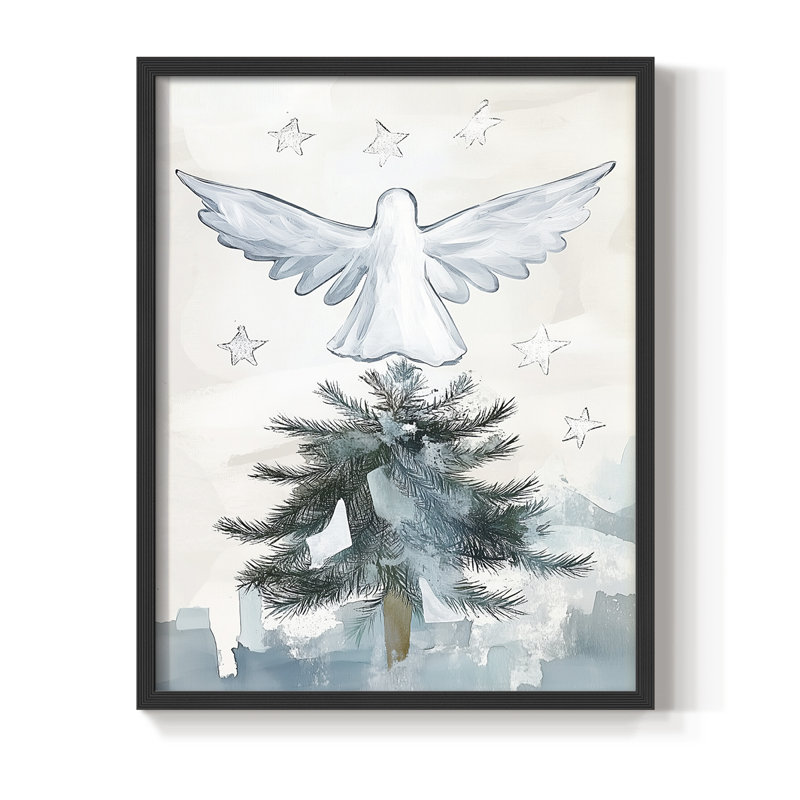 «Christmas Holiday Art CXLI», reproduction d'art encadrée - bois massif, H 15 po x l 12 po, Noir, noir, noir, noir