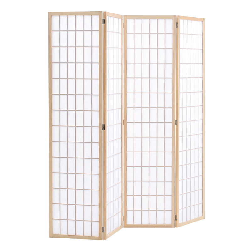 Jonah Panel Solid Wood Folding Room Divider, Natural, 4