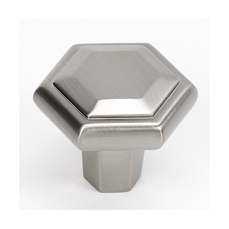 Nicole Geometric Knob, 1.13" H x 1.25" W x 0.5" D, Satin Nickel