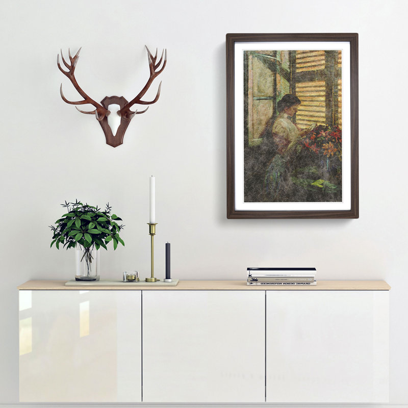 Happy Morning by Fujishima Takeji - Picture Frame Painting Print, Walnut Framed, 48cm H x 36cm W x 2cm D