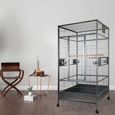 40"X40" Black Macaw Flight Cage by A&E