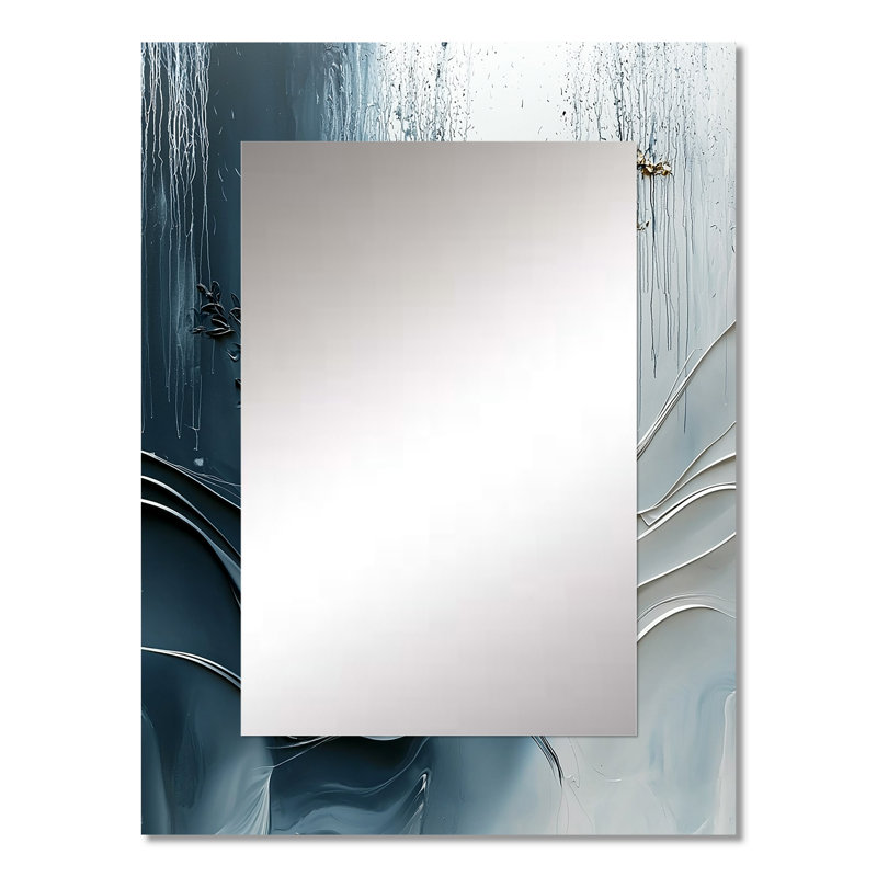 «Blue and White Herbs Spiral Garden I - Herbs», miroir mural décoratif, 32 po x 24 po