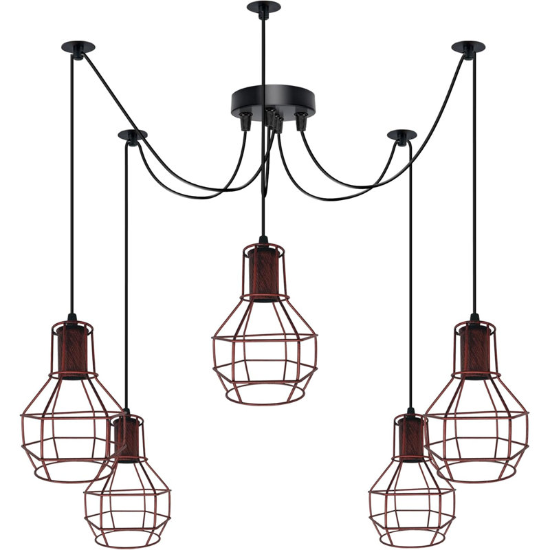 - Light Rustic Red Cluster Pendant, 5