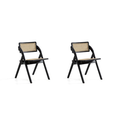 Chaise pliante en bois Lambinet en noir et naturel - ensemble de 2