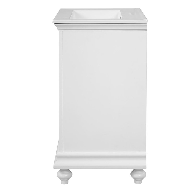 Meuble-lavabo de 24 po avec lavabo et rangement polyvalent, Blanc