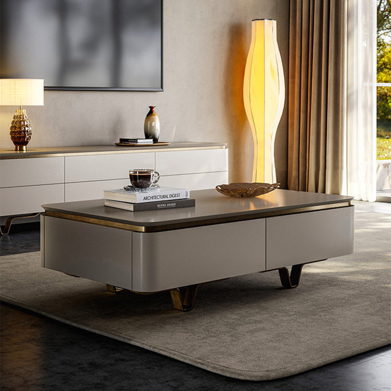 Table basse moderne et minimaliste avec rangement rectangulaire